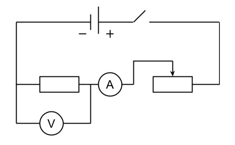 Схема для изучения зависимости электрического сопротивления проводника от его длины, площади поперечного сечения